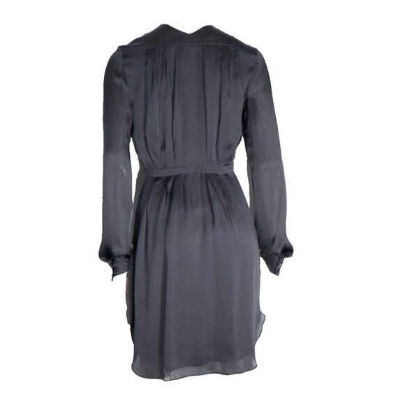 Theyskens' Theory Women's Size Petite Black Dress Silk Satin Long Sleeve Mini - Picture 10 of 11